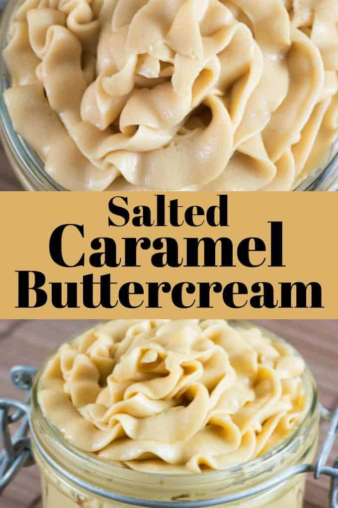 Salted Caramel Buttercream tastes like a cheesecake and is as smooth as silk! This icing goes perfectly with so many desserts!! #buttercream #saltedcaramel 