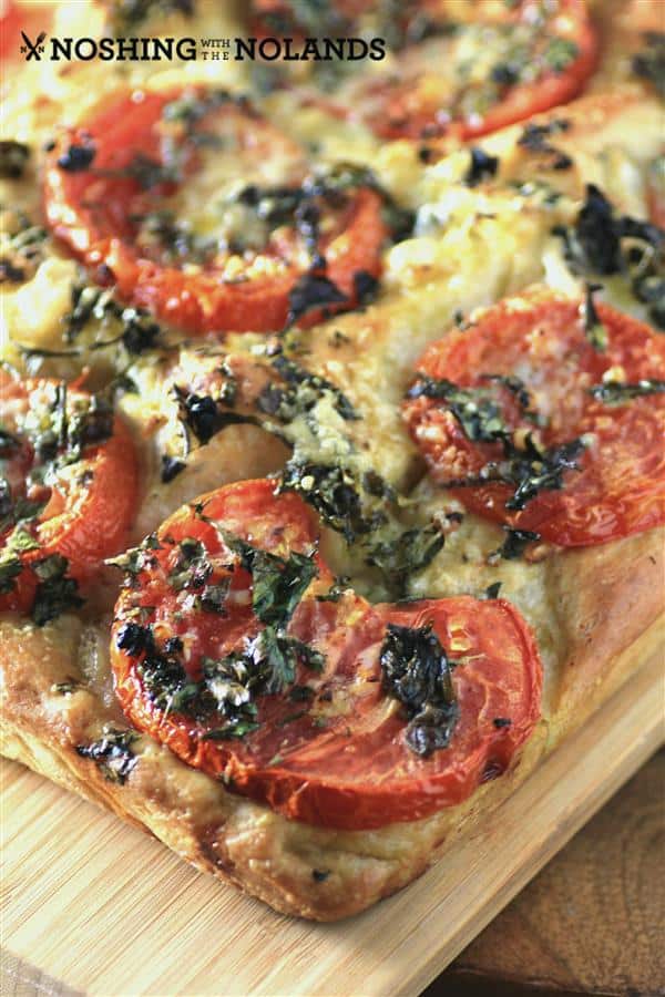 Tomato Foccacia Bread on a cutting board