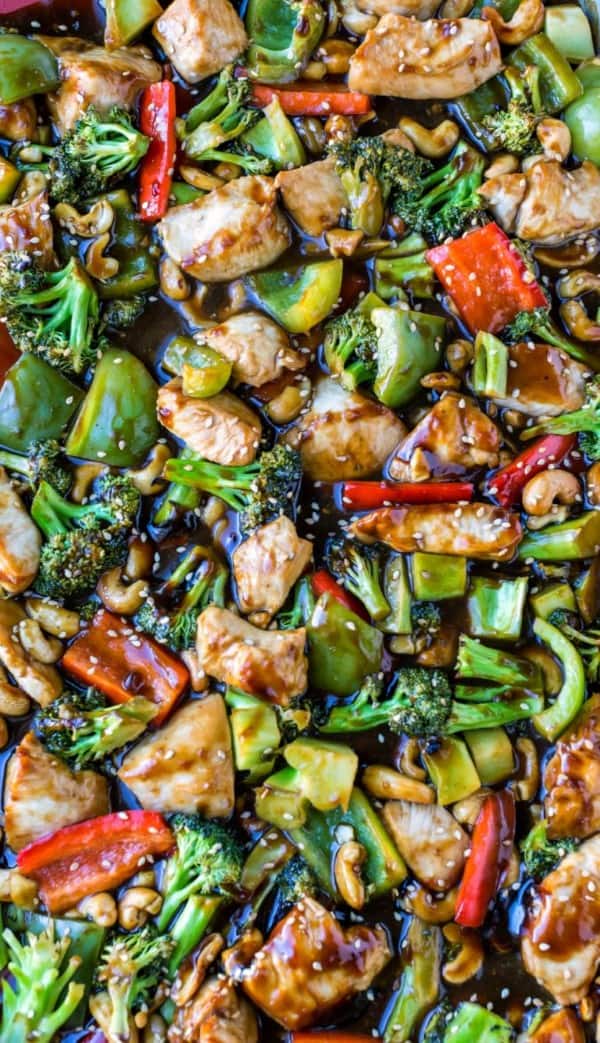 Sheet pan chicken and veggies on a sheet pan