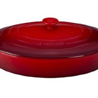 Le Creuset Stoneware Covered Oval Casserole, 3-3/4-Quart, Cerise (Cherry Red)