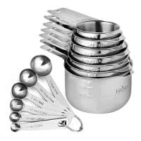 13 Piece Measuring Cups And Spoons Set, Sturdy & Stainless Steel 7 Measuring Cups and 6 Measuring Spoons, Stackable, By Laxinis World