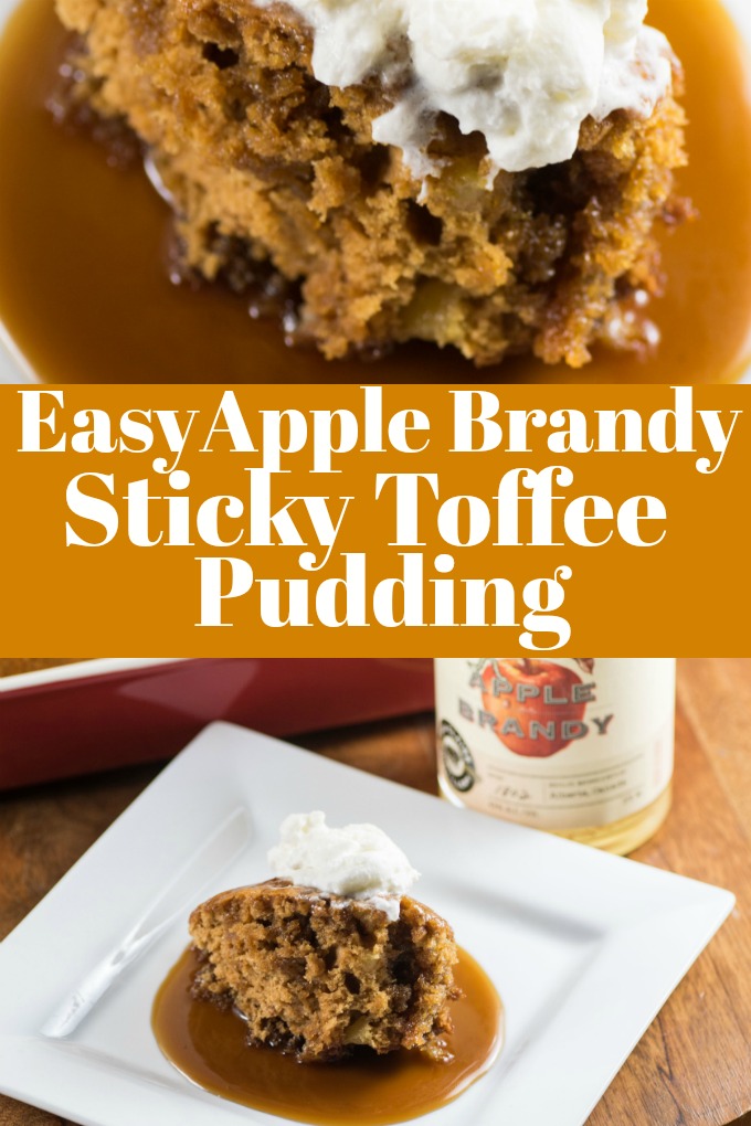 Easy Apple Brandy Sticky Toffee Pudding is an amazing dessert that is perfect for the holidays!! #stickytoffeepudding #applebrandy #easy #pokecake