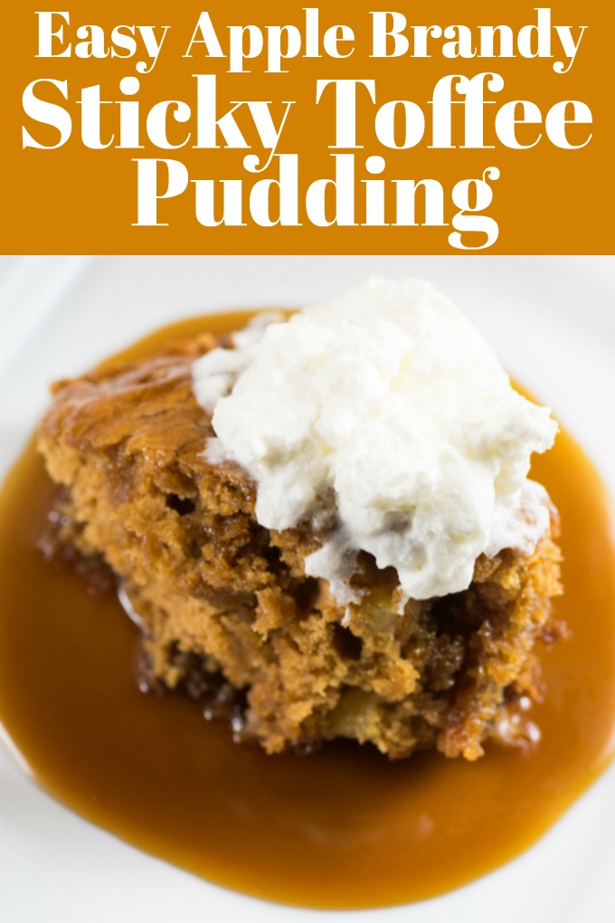 Easy Apple Brandy Sticky Toffee Pudding is an amazing dessert that is perfect for the holidays!! #stickytoffeepudding #applebrandy #easy #pokecake