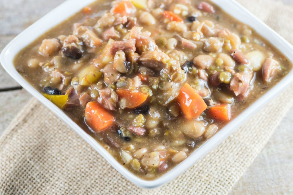  Ham and Bean Soup in a white bowl