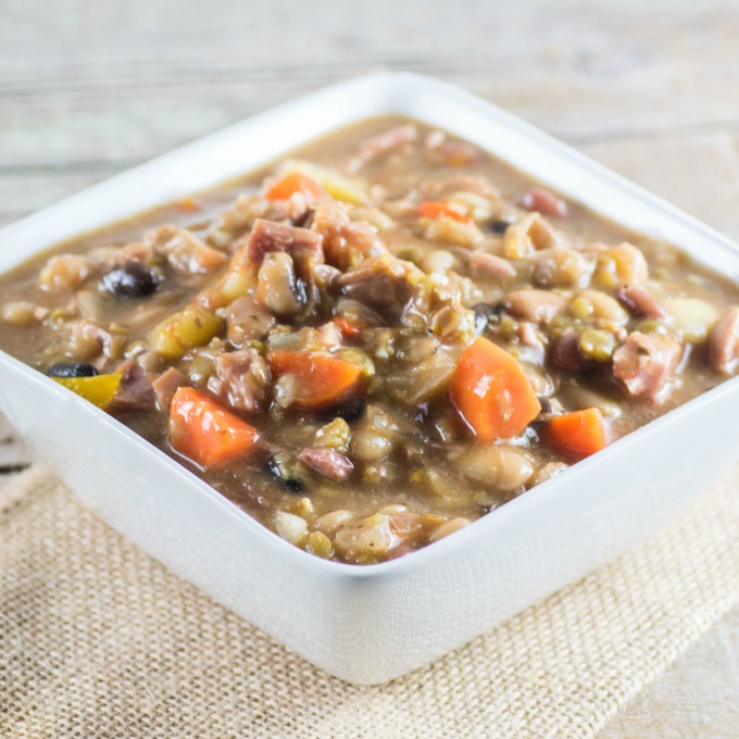  Ham and Bean Soup in a white bowl