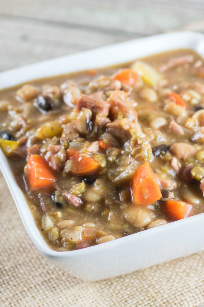  Ham and Bean Soup in a white bowl