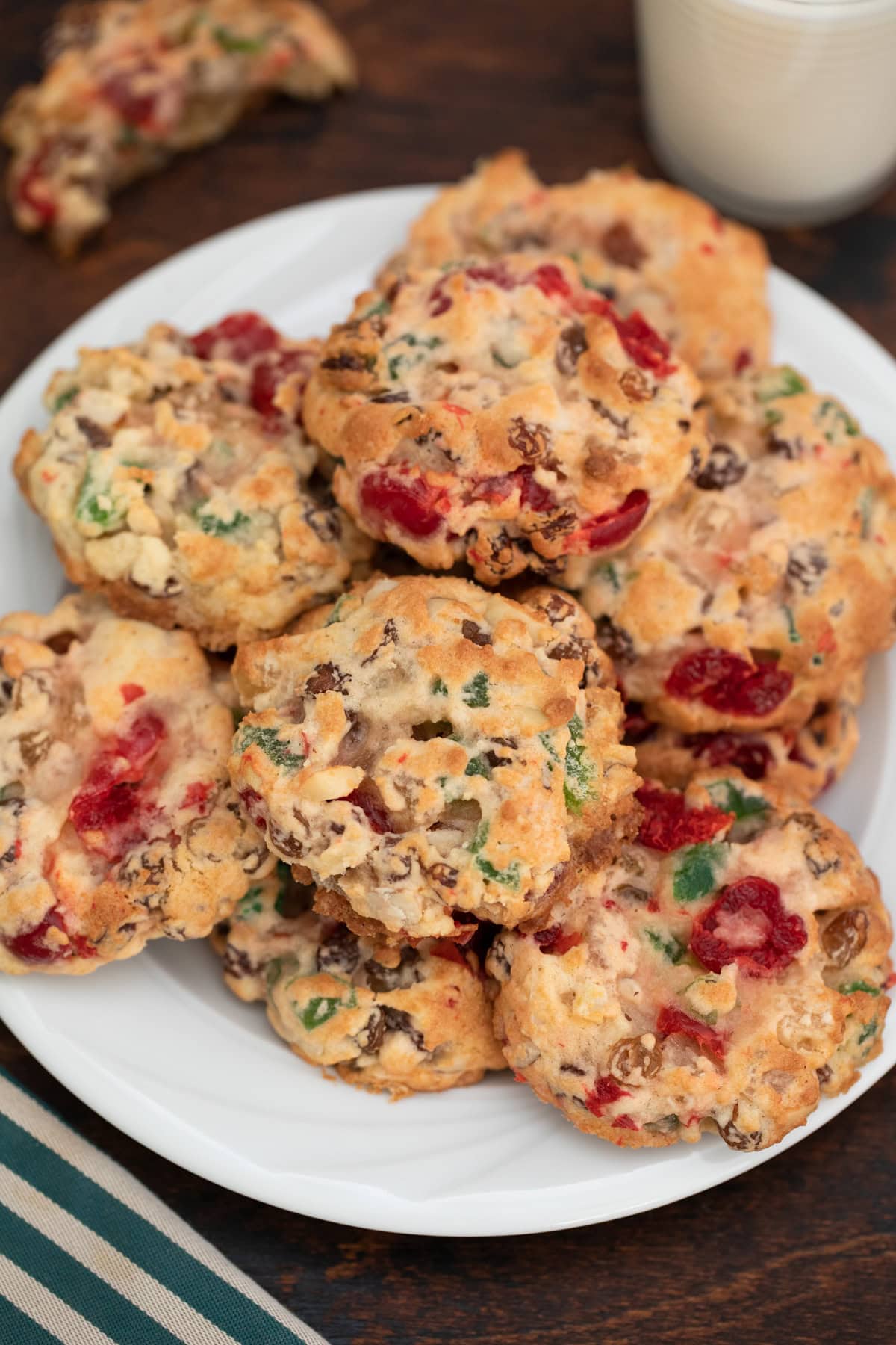 Fruitcake cookies on a plate. 