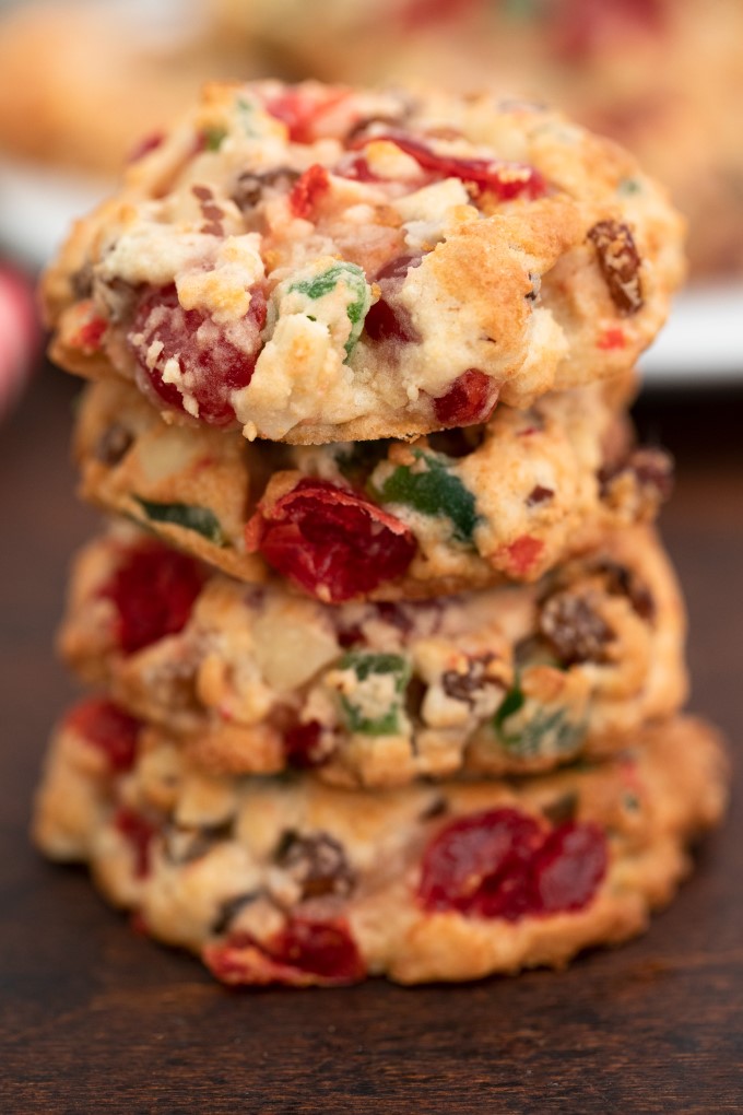 Fruitcake cookies stacked