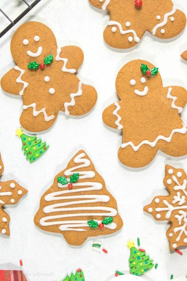 Soft Gingerbread Cookies on a white platter. 