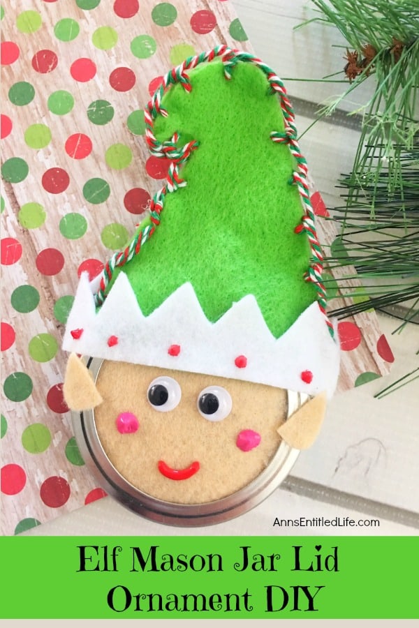 Elf Mason Jar Lid Ornament. 