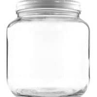 64oz Clear Wide-mouth Glass Jar, BPA free Food Grade w/White Metal Lid (Half Gallon); 2 Quart Jar to Make Greek Yogurt/Kefir or Pickles