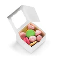 [50Pack] Bakery Boxes with Window 4x4x2.5" Cute Pastry Containers for Cupcakes, Wedding Cake/Treat/Party Favors, Donuts, Desserts, Cookies (White)