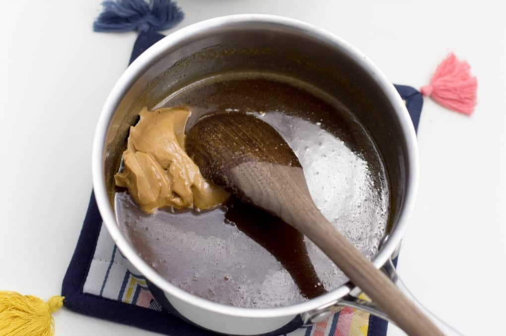 Making Easy Peanut Butter Fudge in a pot