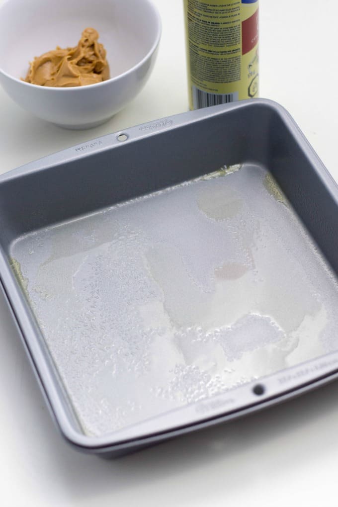 Sprayed square baking pan