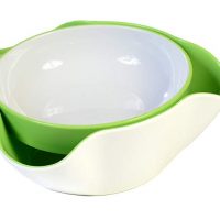 White and Green Double Dish Serving Bowl for Pistachios, Peanuts, Edamame, Cherries, Nuts, Fruits and Candy