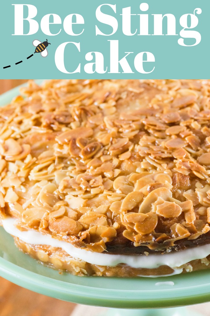 Bee Sting Cake is a fun cake to make that is a German tradition, perfect for spring and summer! #beestingcake #dessert #spring #summer #Easter