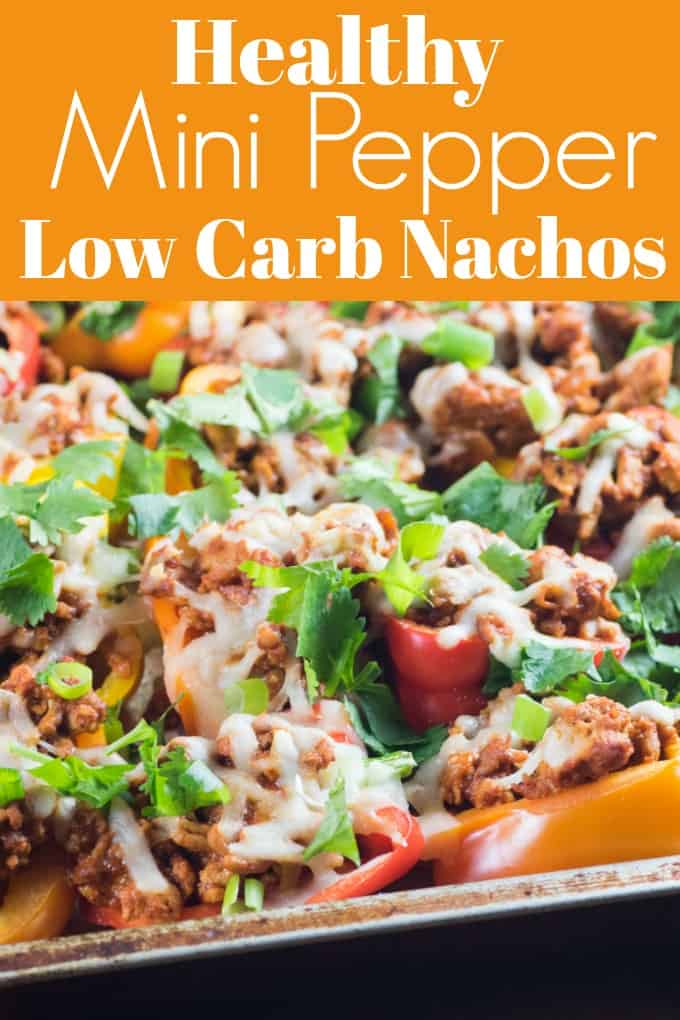 Healthy Mini Pepper Low Carb Nachos are a very easy family meal or great game day idea!! #lowcarb #nachos #gameday