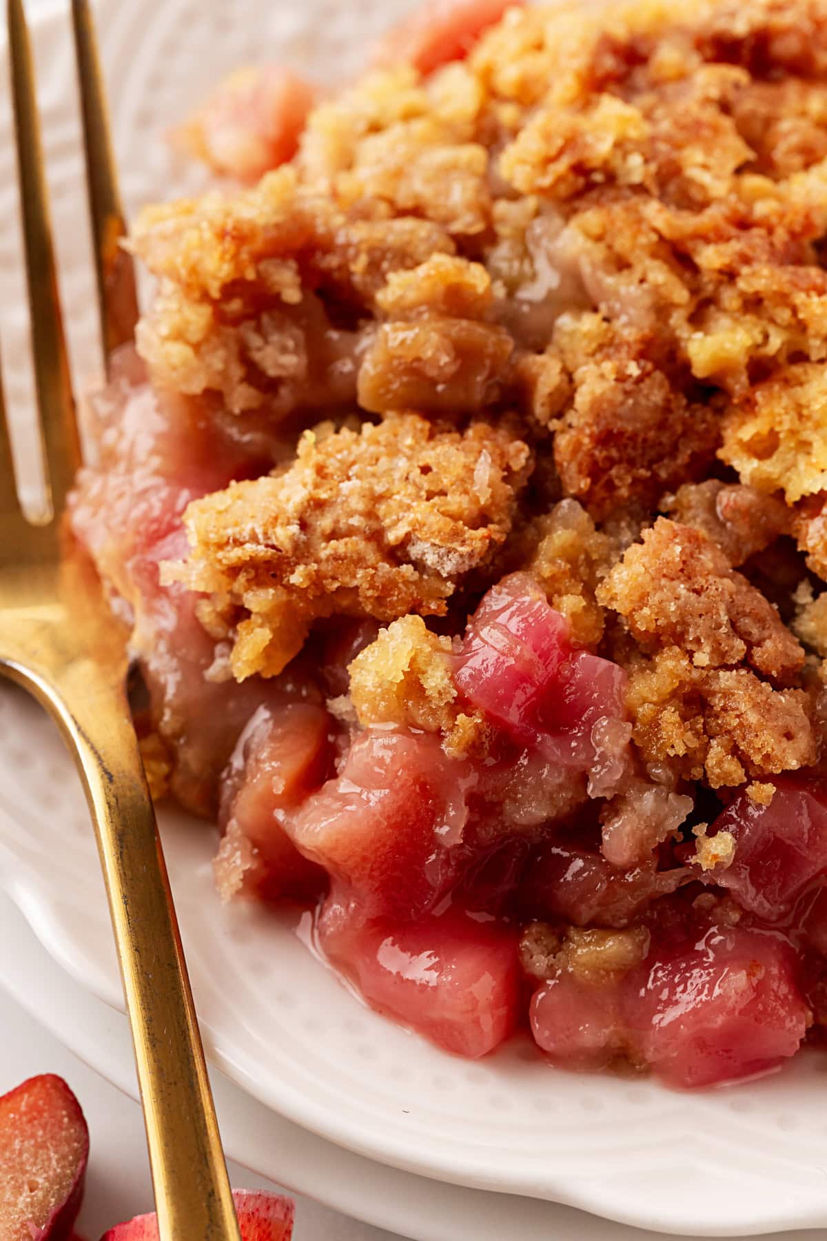 Close-up of Rhubarb Dump Cake. 