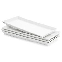 Sweese 3303 Rectangular Porcelain Platters/Trays for Parties - 12.9 Inch, Set of 4