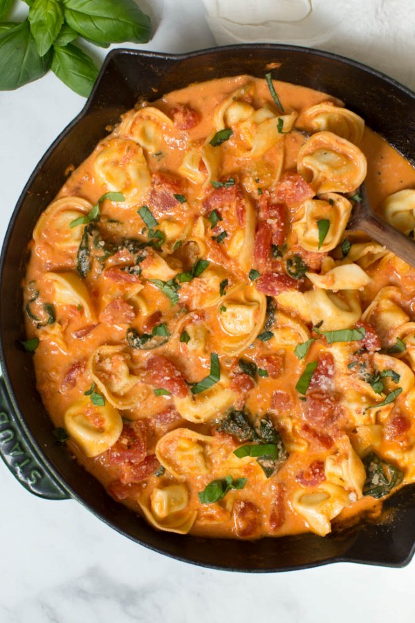 Creamy Tomato Basil Tortellini Skillet