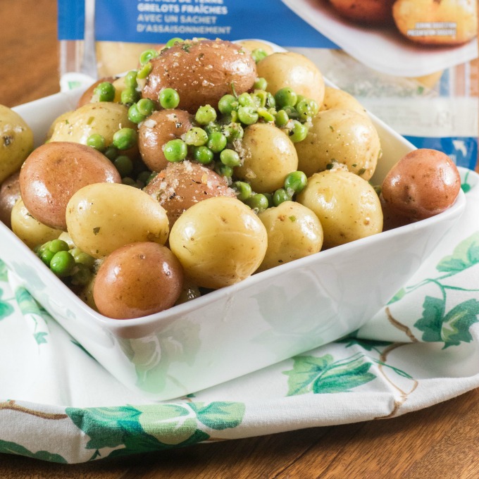 Herb Lemon Butter Peas and Little Potatoes in a bowl