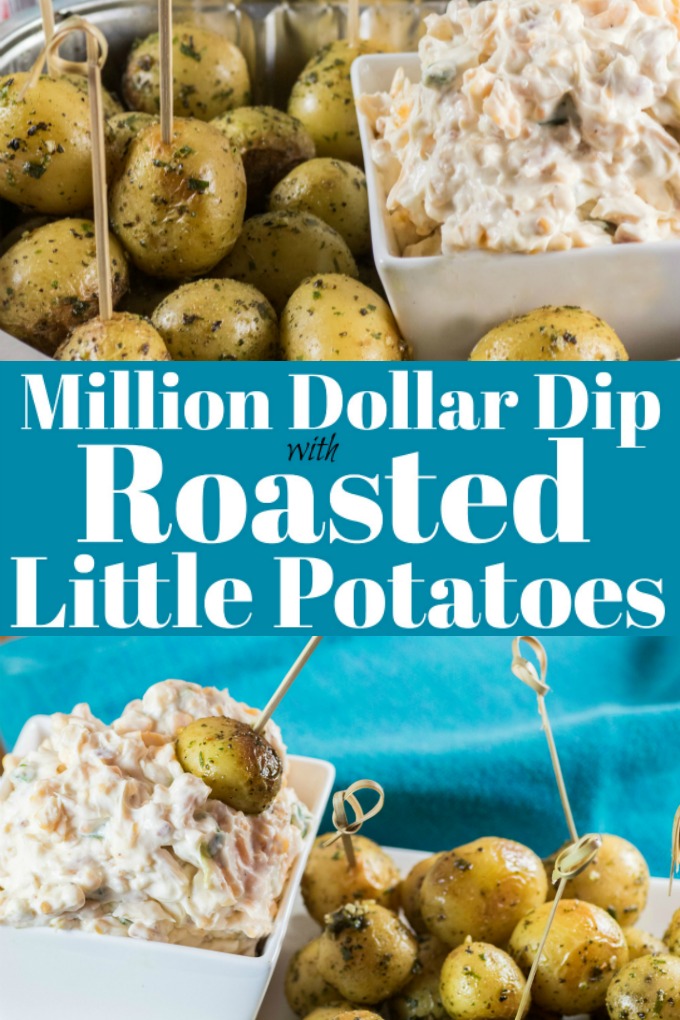 This Million Dollar Dip with Roasted Little Potatoes recipe will be a sure fire hit at any BBQ, house party or picnic!! #littlepotatoes #milliondollardip