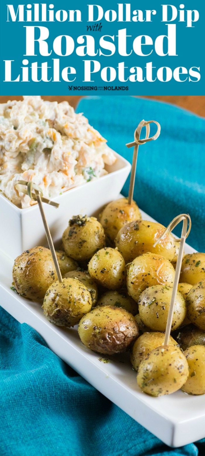 This Million Dollar Dip with Roasted Little Potatoes recipe will be a sure fire hit at any BBQ, house party or picnic!! #littlepotatoes #milliondollardip