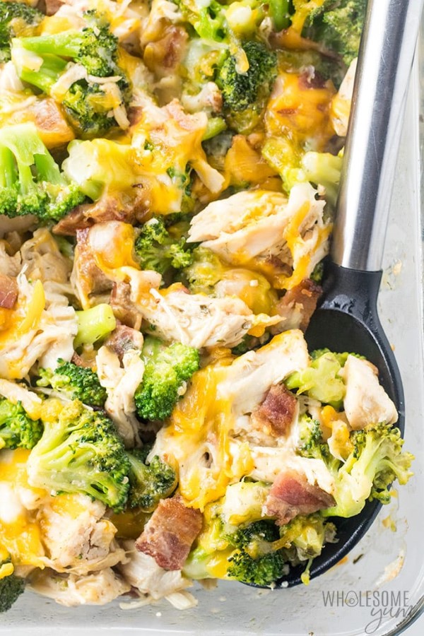 Spooning out Chicken Bacon Ranch Casserole Recipe