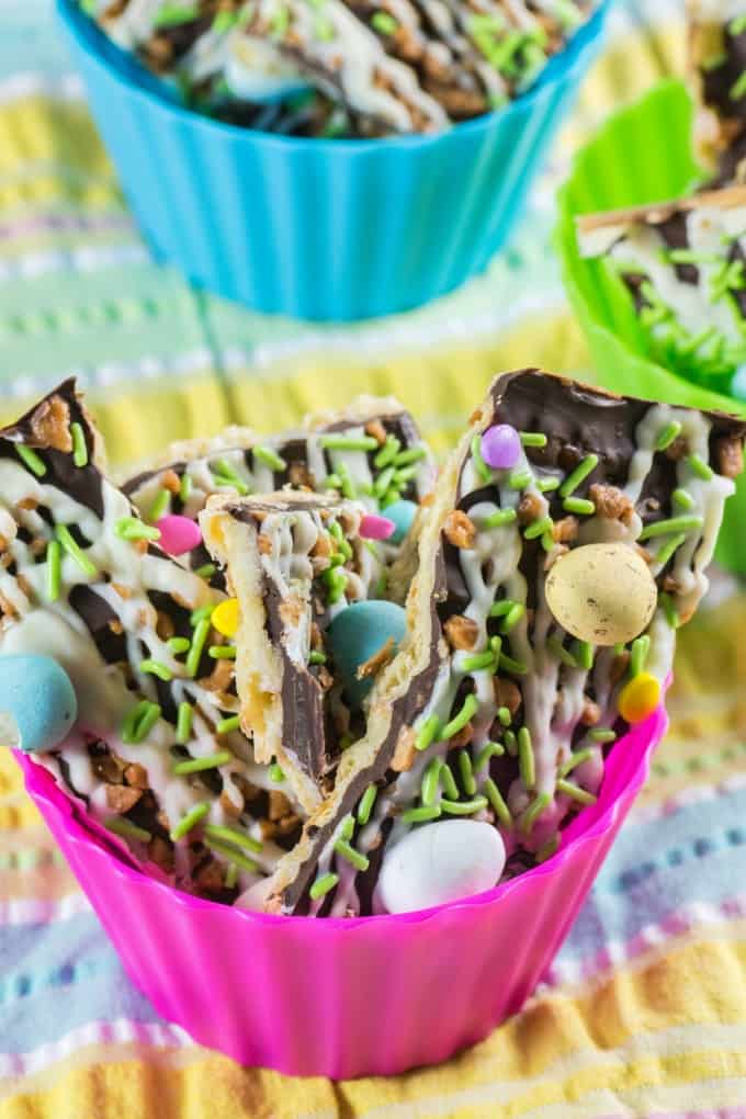 Easter Toffee Bark - The perfect candy for the spring season!