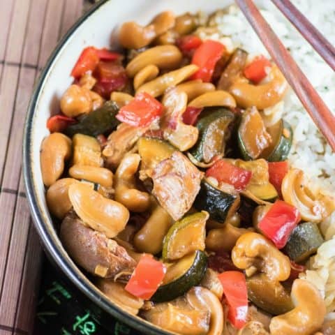 Sweet and Spicy Kung Pao Chicken {Slow Cooker}