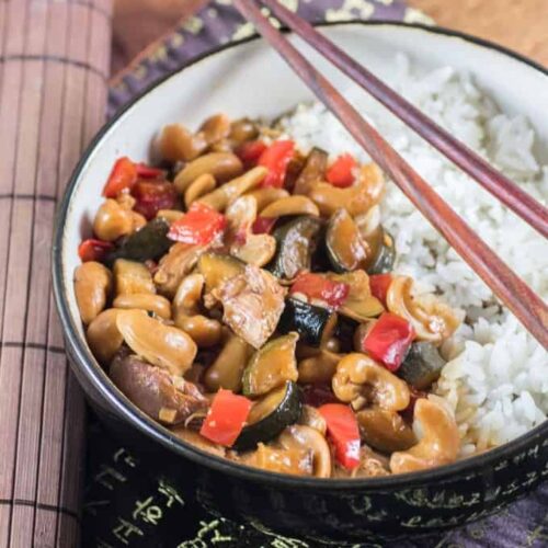 Sweet and Spicy Kung Pao Chicken {Slow Cooker}