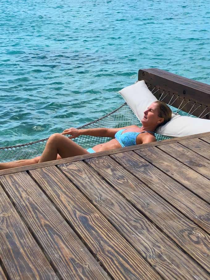 Relaxing in a hammock at the cabana