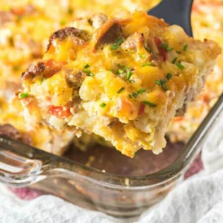 Turkey Sausage Hash Brown Breakfast Casserole hero.