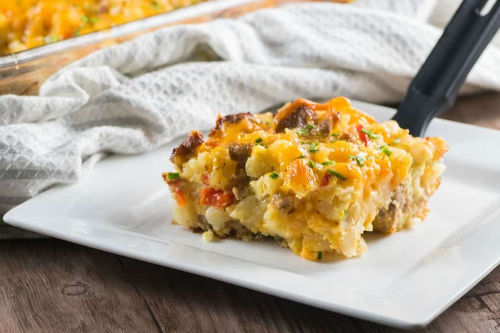 Turkey Sausage Hash Brown Breakfast Casserole