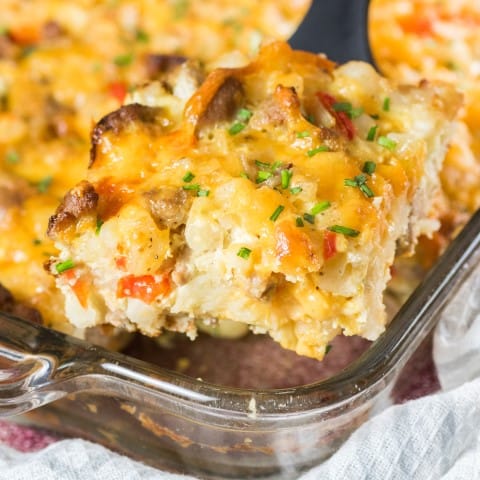 Turkey Sausage Hash Brown Breakfast Casserole