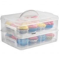 VonShef Snap and Stack Cupcake Storage Carrier 2 Tier - Store up to 24 Cupcakes or 2 Large Cakes