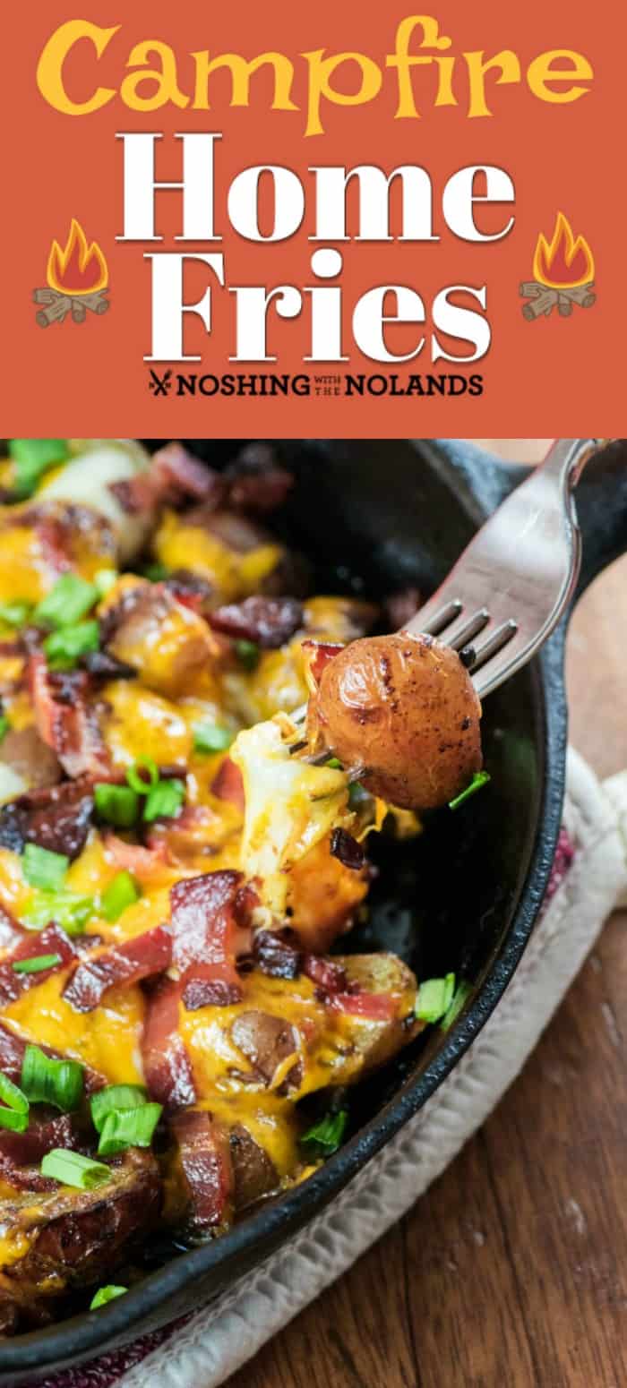 These Little Potato Campfire {Grill} Home Fries are perfect summer comfort food done on the open fire or BBQ! #campfire #homefries #hashbrowns #Littlepotatoes