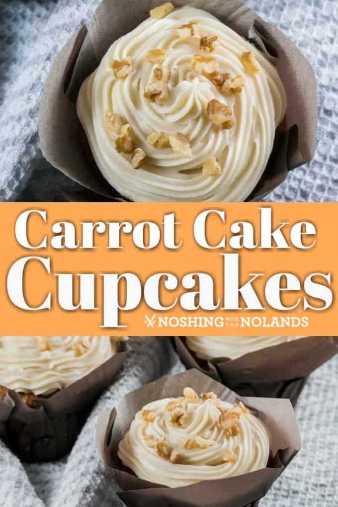 Carrot Cake Cupcakes are a favorite treat to serve at anytime of the year!! Delicious cream cheese frosting makes them irresistible!! #carrotcake #cupcakes