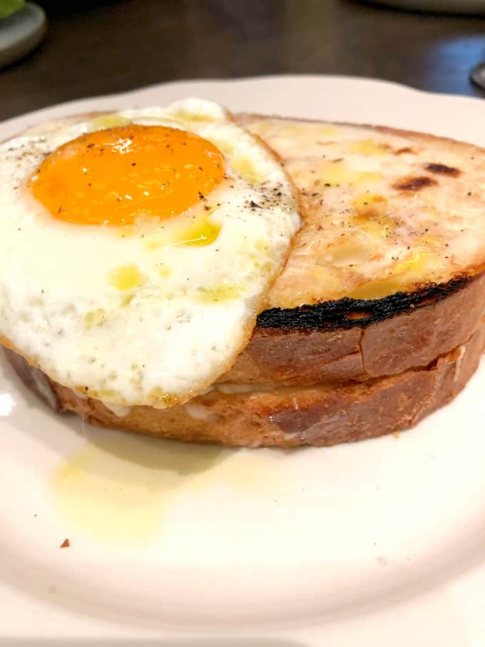 Croque Madame on a white plate