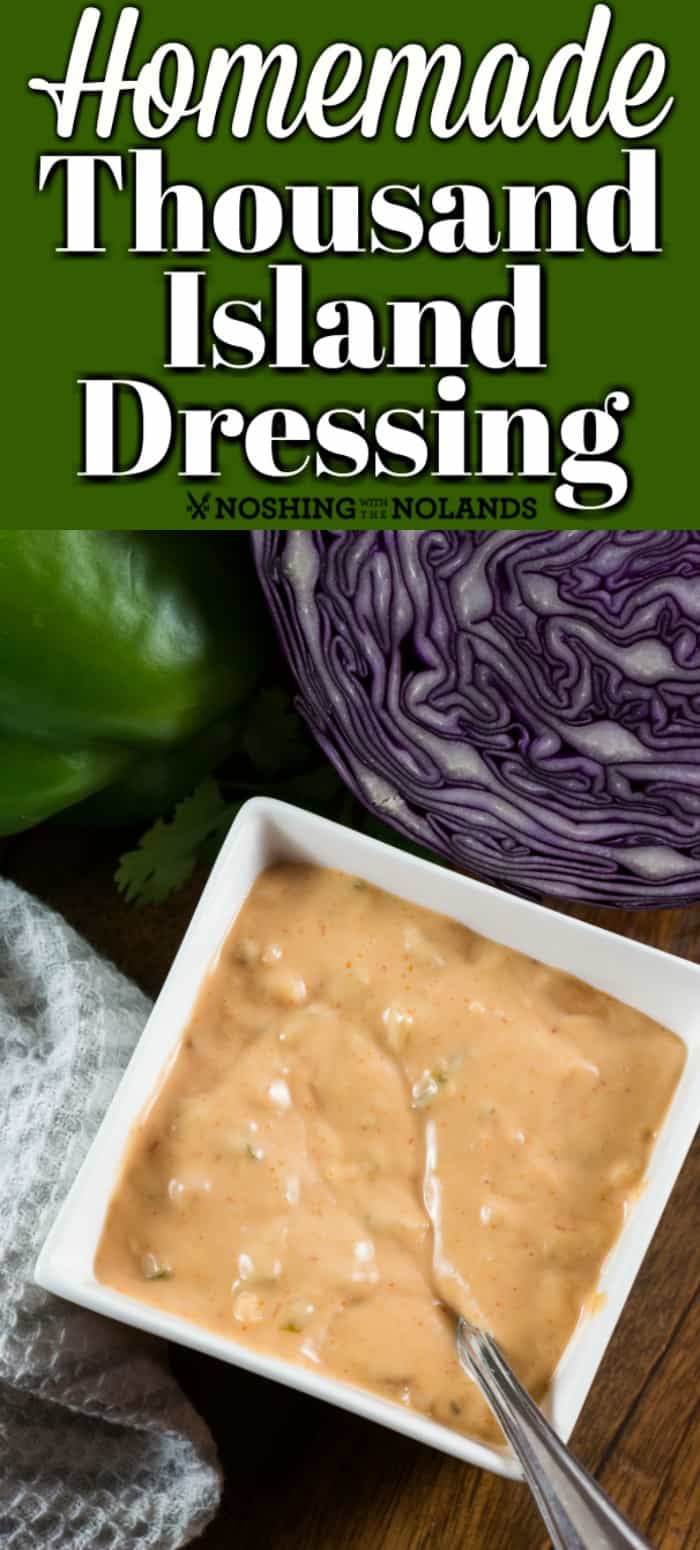 Homemade Thousand Island Dressing is so easy to make and is great on a salad, Reuben sandwich or burger. #thousandislanddressing #salad #burger