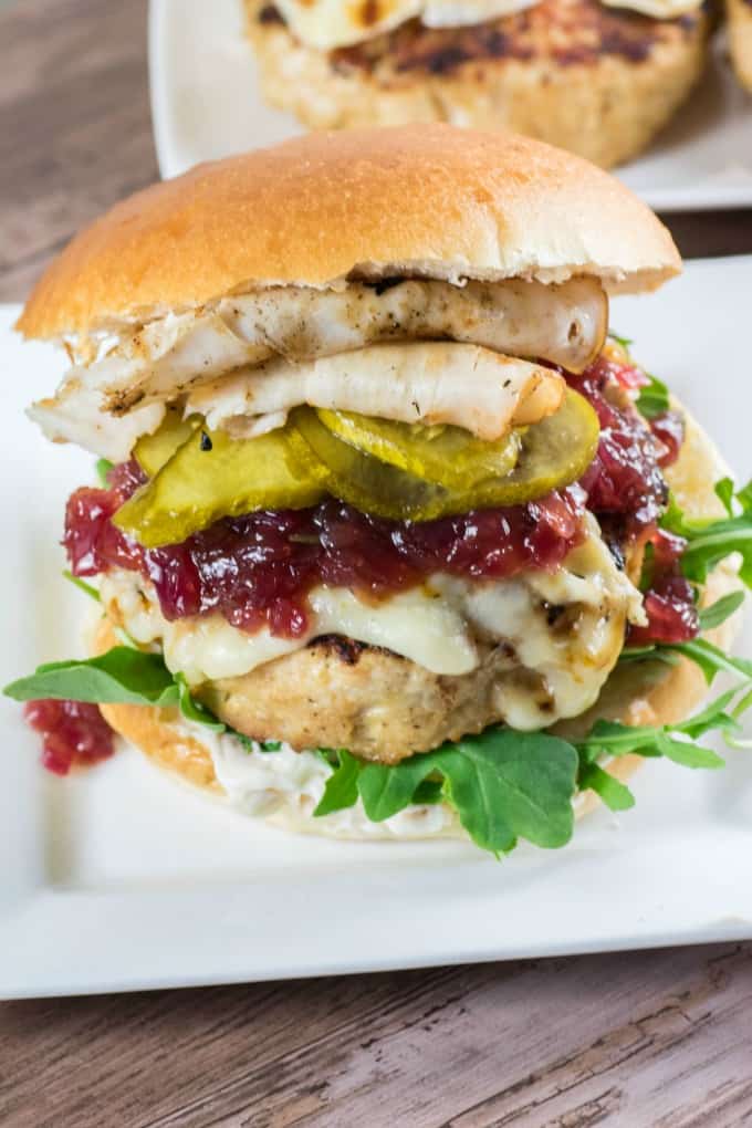 Giant Juicy Turkey Burger on a white plate