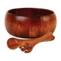 Gibson Home 60687.03 Laroda 3 Piece Salad Bowl Set Including 10 Inch Bowl and Serve Spoon and Fork, Acacia Wood