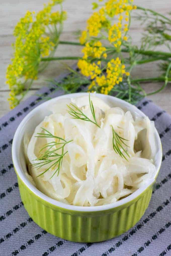 Quick Pickled Fennel in a bowl