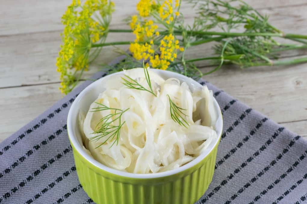 How to Quick Pickle Fennel in a small bowl with dill weed