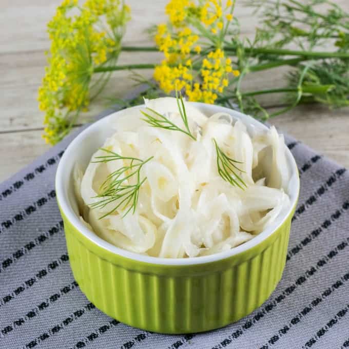 Quick Pickled Fennel in a small bowl