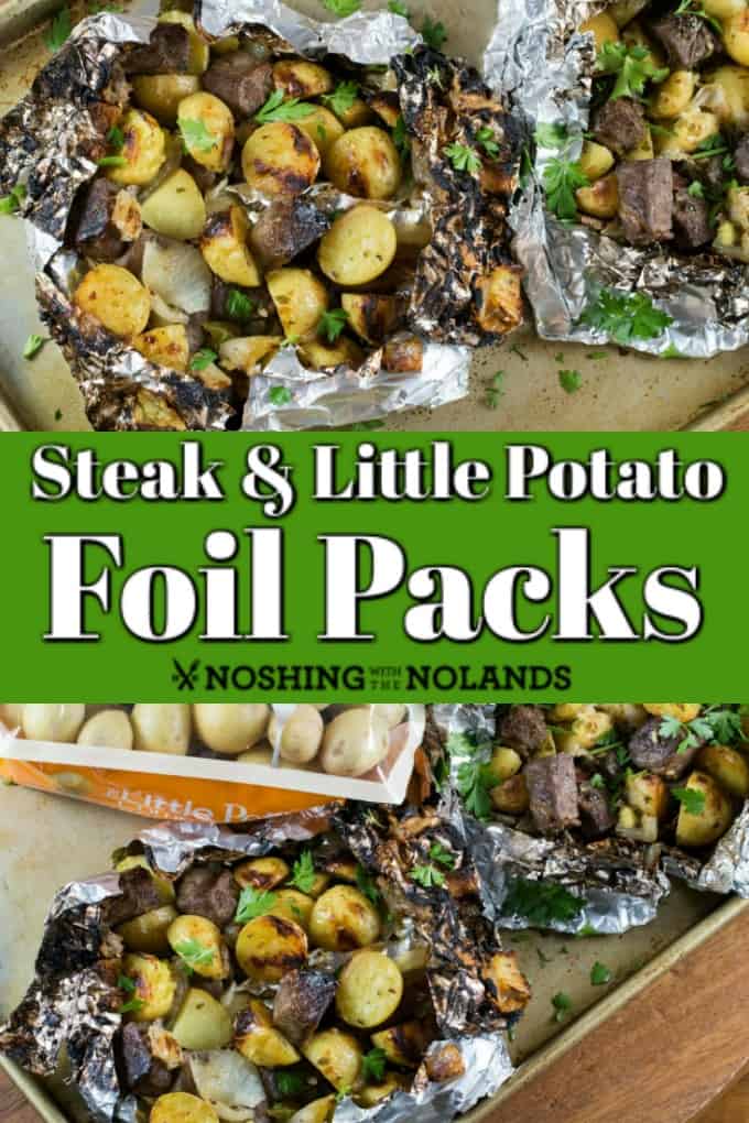 These Steak and Little Potato Foil Packs are so easy, so delicious and leave you with little clean up! #foilpacks #littlepotatoes #Creamerpotatoes #bbq