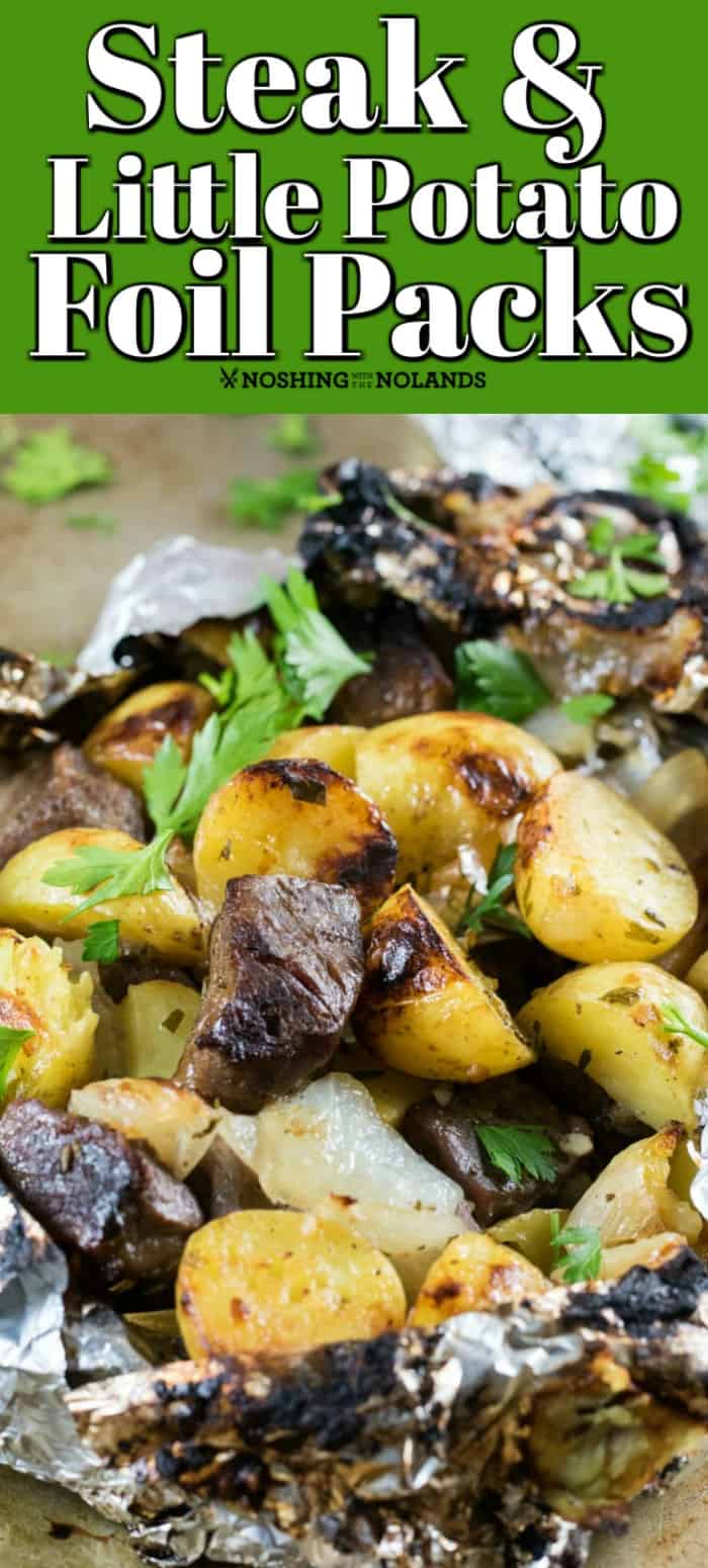 These Steak and Little Potato Foil Packs are so easy, so delicious and leave you with little clean up! #foilpacks #littlepotatoes #Creamerpotatoes #bbq