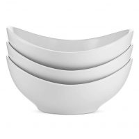 Ceramic Serving Bowls, For Snacks, Salad, Pasta, Cereal, White, by KooK, Set of 3, 9 inch, 26oz
