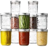 Wide Mouth Mason Jars 16 oz [5 Pack] with Mason Jar Lids and Bands, Mason Jars 16 oz - for Canning, Fermenting, Pickling - Jar dcor - Microwave/Freeze