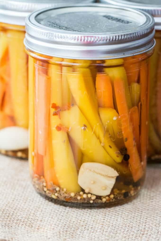 Close up jars of Easy Pickled Carrots